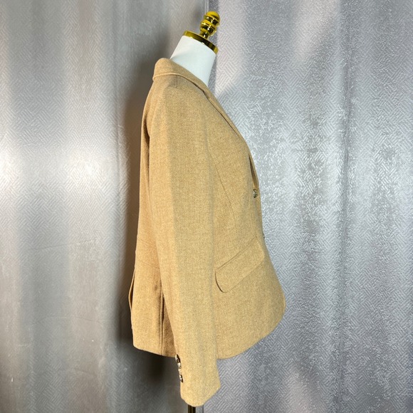 Talbots Women's Camel Herringbone Tweed Blazer Jacket Size 12 - Picture 5 of 10